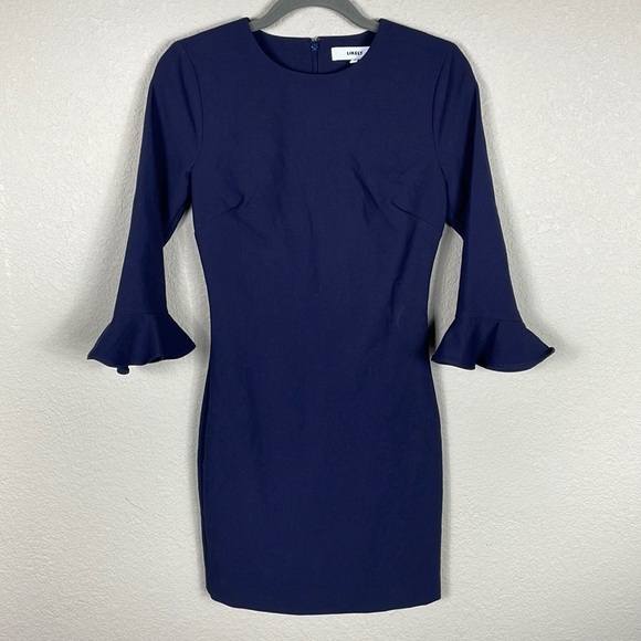 New Likely Bedford Navy Blue Three Quarter Sleeve Mini Bodycon Dress Sz 0 - Picture 3 of 10